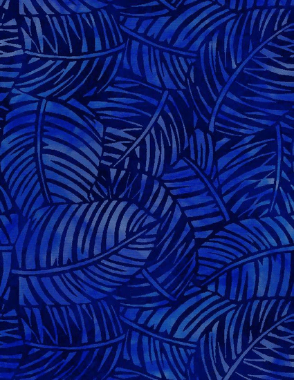 108" Wide Palm Leaves Blue Remnant 33" x 108" - Nebraska Quilt Company - PC261281