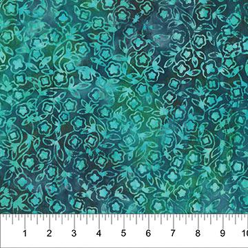108" Wideback Batik Small Floral Dark Teal Remnant 43" x 108" - Nebraska Quilt Company - PC250993