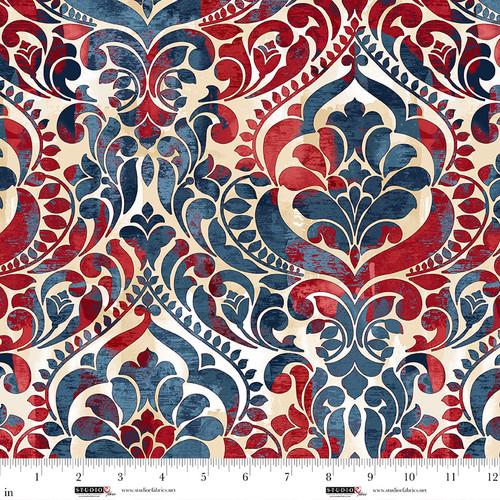118" Wide You Damask! Patriotic Multi - 8568 - 103 - Studio E Fabrics - Nebraska Quilt Company - F250818