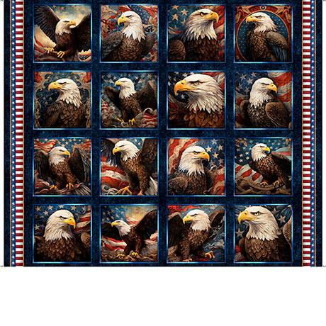 1776 Eagle Picture Patches Dark Navy Multi Panel 36" x 43" - Nebraska Quilt Company - PAN2501591