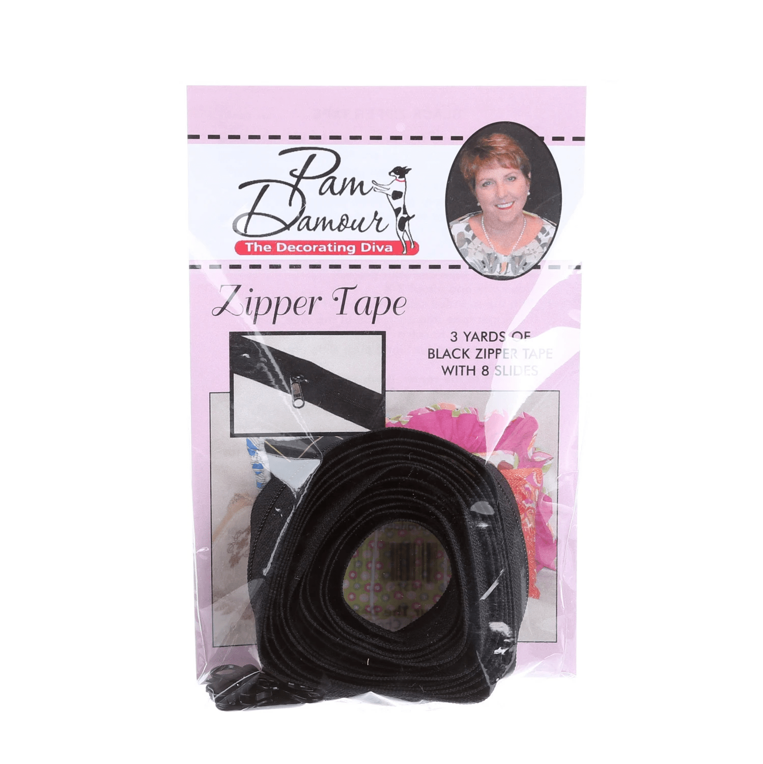 3 yards of Reversible Coil Zipper Tape with 8 Slides Black - Nebraska Quilt Company - N260459