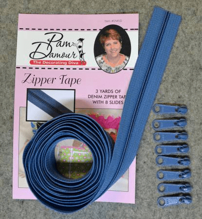 3 yards of Reversible Coil Zipper Tape with 8 Slides Denim - Nebraska Quilt Company - N2400122