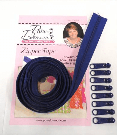 3 yards of Reversible Coil Zipper Tape with 8 Slides Royal Blue - Nebraska Quilt Company - N2400125