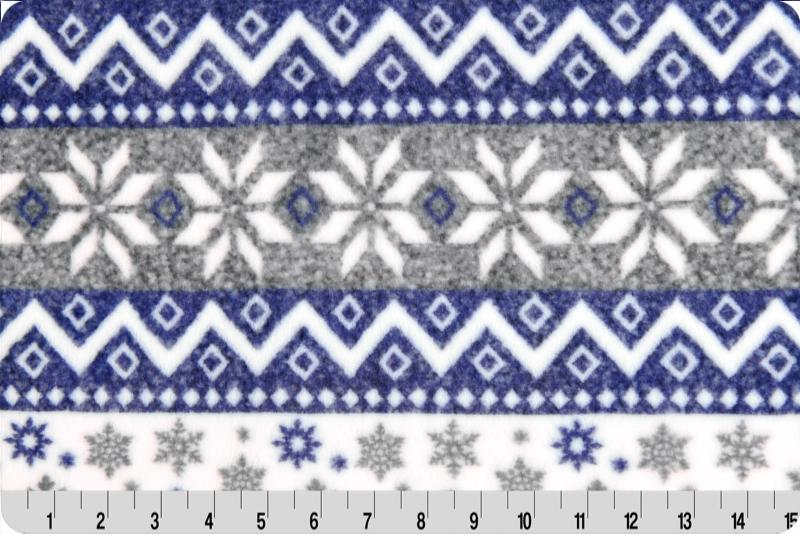 60" Wide Luxe Cuddle Fair Isle Silver/Navy - LCPFAIRISLESILVER/NAVY - Shannon Fabrics - Nebraska Quilt Company - F2402448