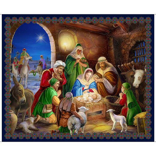 A King is Born Nativity Panel Multi 44" x 36" - Nebraska Quilt Company - PAN09030
