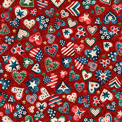 All American Snowman All American Hearts Red - 2600 32045 R 15O - QT Fabrics - Nebraska Quilt Company - F261516