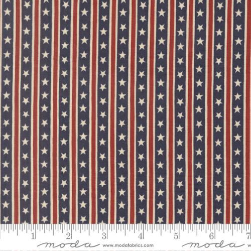 America 250 Years Starts In Stripes Stripes Loyalty Blue - 56184 24 - Moda - Nebraska Quilt Company - F260367