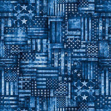 American Country Flag Patchwork Blue - 2600 31995 B 15O - QT Fabrics - Nebraska Quilt Company - F261464