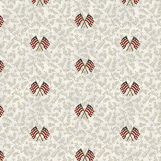 American Valor Flags and Leaves Natural - 16878-70 - Benartex - Nebraska Quilt Company - F261697