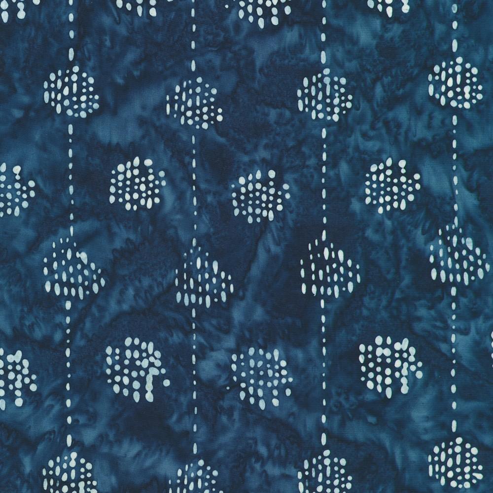 Artisan Batiks: Kasuri Dotted Circles & Stripes Blue - AMD - 23483 - 4 - Robert Kaufman - Nebraska Quilt Company - F260272