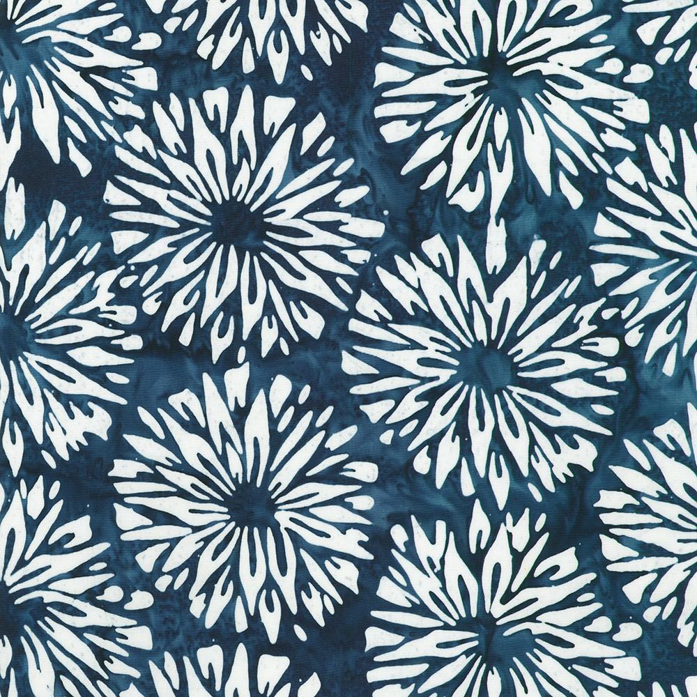 Artisan Batiks: Kasuri Large Flowers Blue - AMD - 23480 - 4 - Robert Kaufman - Nebraska Quilt Company - F260260