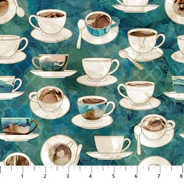 Barista Cups & Saucers Dark Teal Multi - DP27698 - 68 - Northcott Fabrics - Nebraska Quilt Company - F2400148