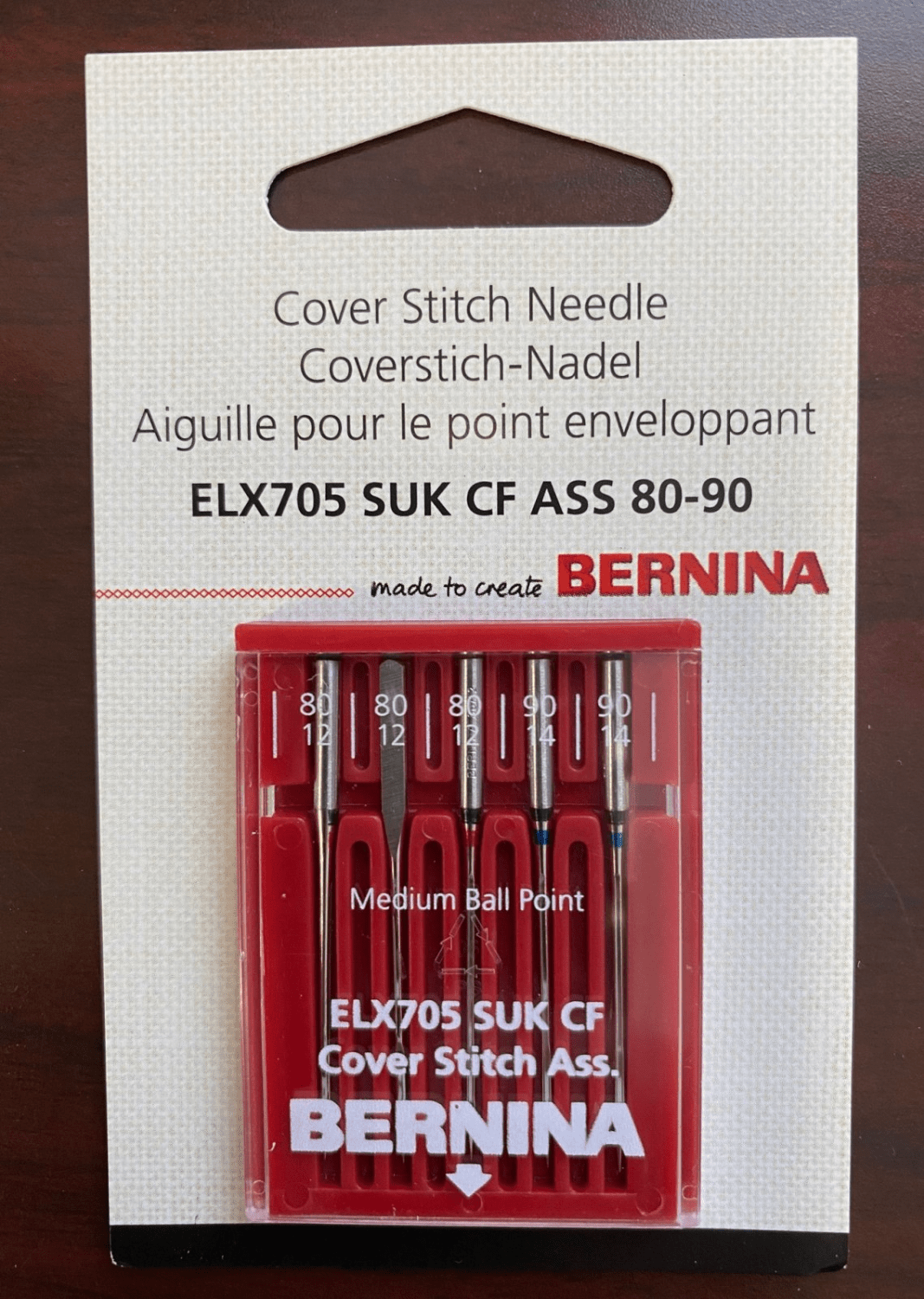 Bernina Needles ELX705 SUK CF 80 - 90 Coverstitch - Nebraska Quilt Company - A103105.70.00