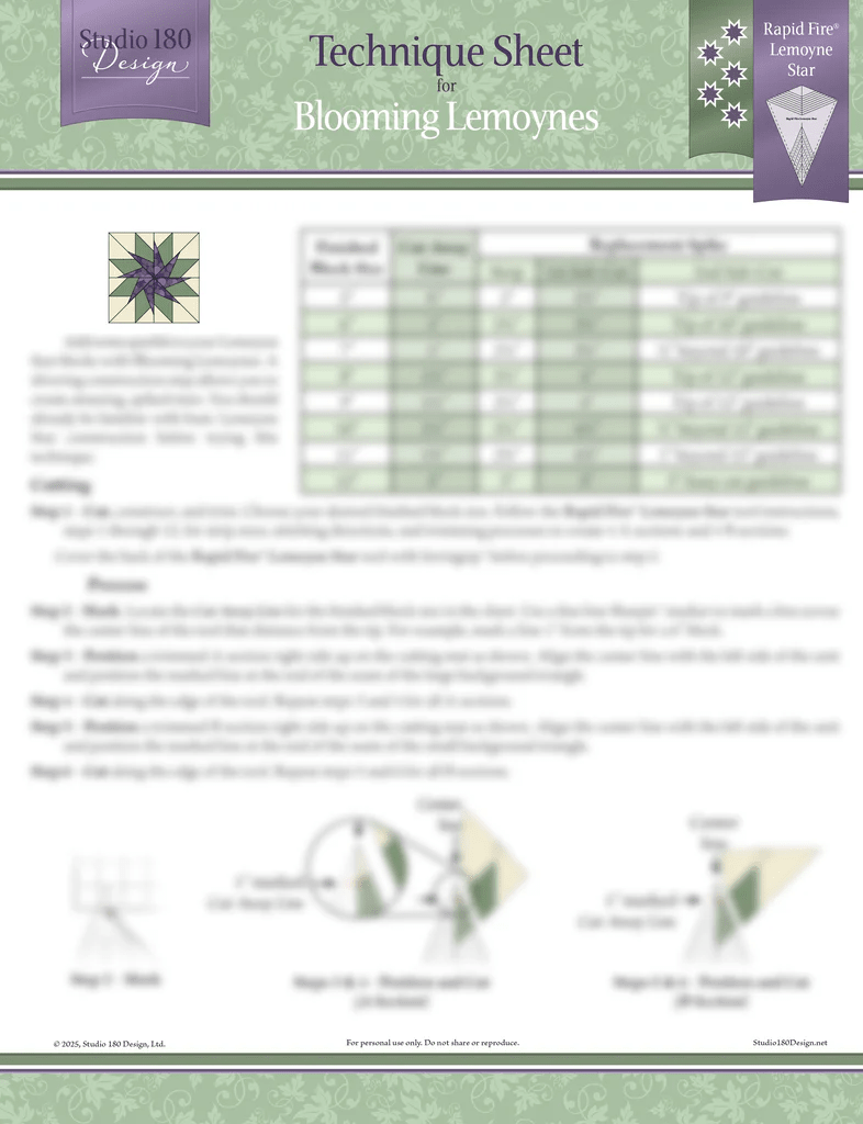Blooming Lemoyne Technique Sheet - Nebraska Quilt Company - N261081