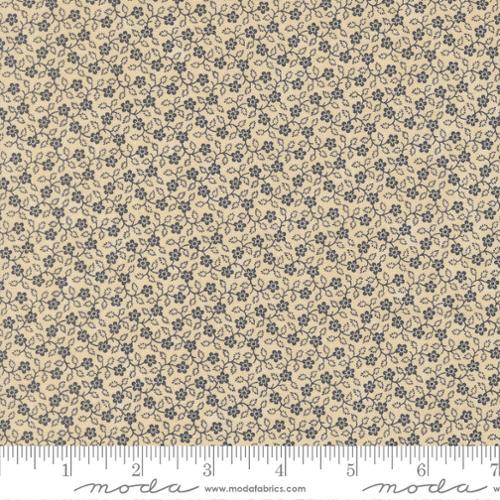 Bluebirds Nest Flowering Vine Tan Blue - 9806 21 - Moda Fabrics - Nebraska Quilt Company - F251375