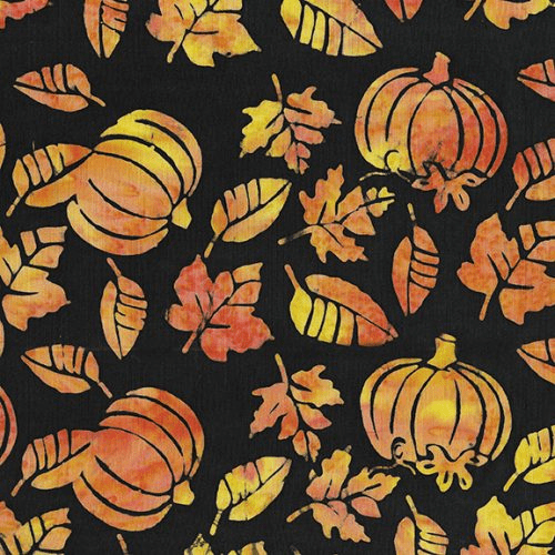 Bootiful Pumpkin Leaves Black Slate - 122367790 - Island Batik - Nebraska Quilt Company - F08998