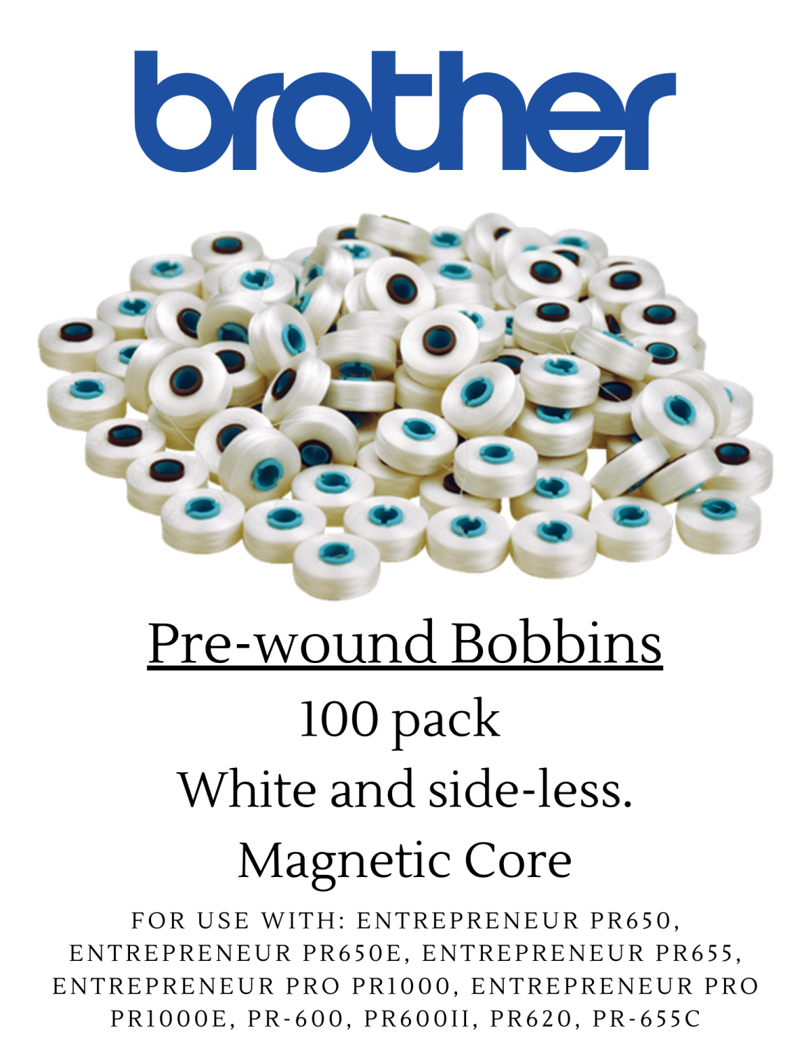 Box of 100 Prewound L Bobbins White - Nebraska Quilt Company - APRWB135