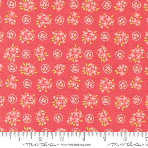 Cali & Co Ring Around Posie Small Floral Flamingo Pink - 29191 12 - Moda Fabrics - Nebraska Quilt Company - F2400364