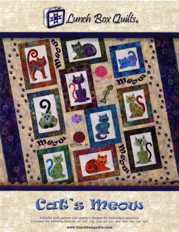 Cat's Meow machine Embroidery Quilt Pattern - Nebraska Quilt Company - PUB19269