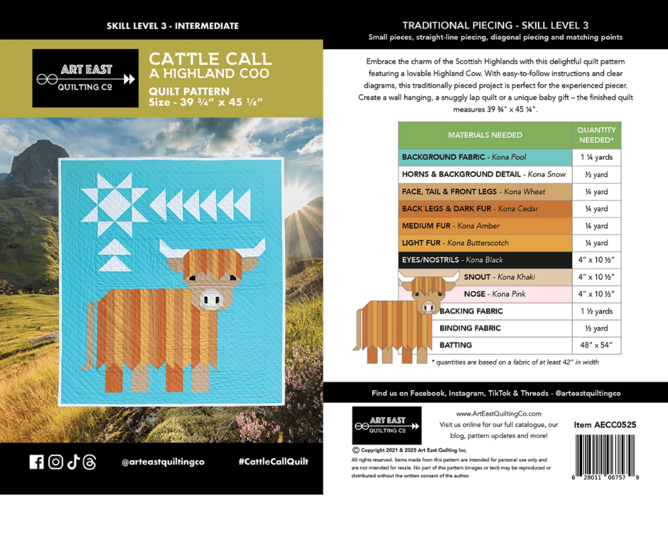 Cattle Call - A Highland Coo Quilt Pattern - Nebraska Quilt Company - PUB250987