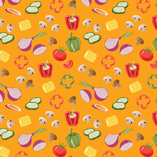 Chillin & Grillin Veggie Medley Orange - 14357 - 39 - Benartex - Nebraska Quilt Company - F24100075