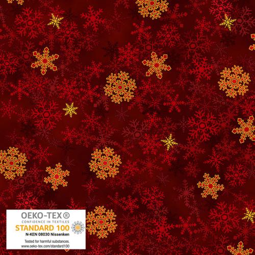 Christmas Stars Snowflake Red/Gold - 4592 - 002 - Blank Quilting - Nebraska Quilt Company - F2403069