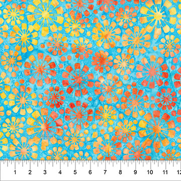 Chubby Blooms Bloom Boom Light Blue - 82051-43 - Banyan Batiks - Nebraska Quilt Company - F261892