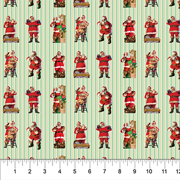 Coca-Cola Christmas Large Stripe Green Multi - CC1020-74 - Northcott Fabrics - Nebraska Quilt Company - F261428