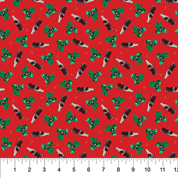 Coca-Cola Christmas Tossed Bottle Red - CC1015-26 - Northcott Fabrics - Nebraska Quilt Company - F261425