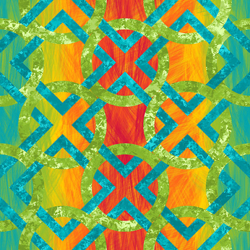 Color Burst Circles and Diamonds Green - COLORBURST - B - 3348 - 66 - Blank Quilting - Nebraska Quilt Company - F08430