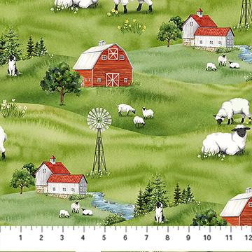 Counting Sheep Farm Scene Multi - DP28472 - 74 - Northcott Fabrics - Nebraska Quilt Company - F250461