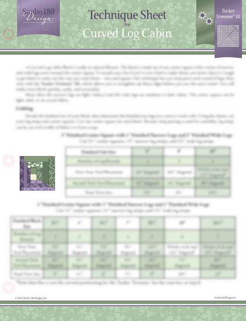 Curved Log Cabin Technique Sheet - Nebraska Quilt Company - PUB2400025