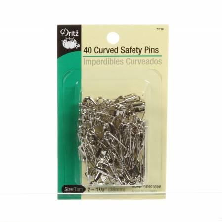 Curved Safety Pin 1 1/2in Size 2 40ct - Nebraska Quilt Company - N01484