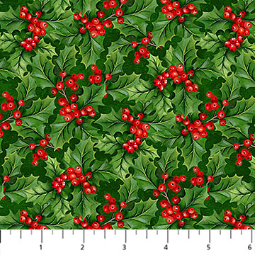 Deck the Halls Holly Pine Green Multi - 28999-76 - Northcott Fabrics - Nebraska Quilt Company - F261420