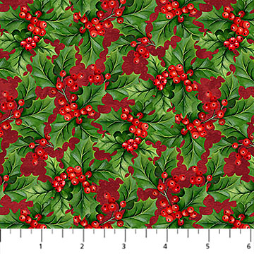 Deck the Halls Holly Red Multi - 28999-24 - Northcott Fabrics - Nebraska Quilt Company - F261419