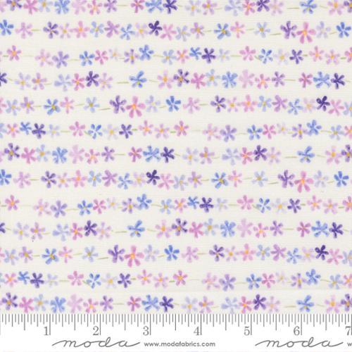 Delphinium Daisy Chain Stripes Small Floral Snowdrop - 24655 11 - Moda Fabrics - Nebraska Quilt Company - F260788