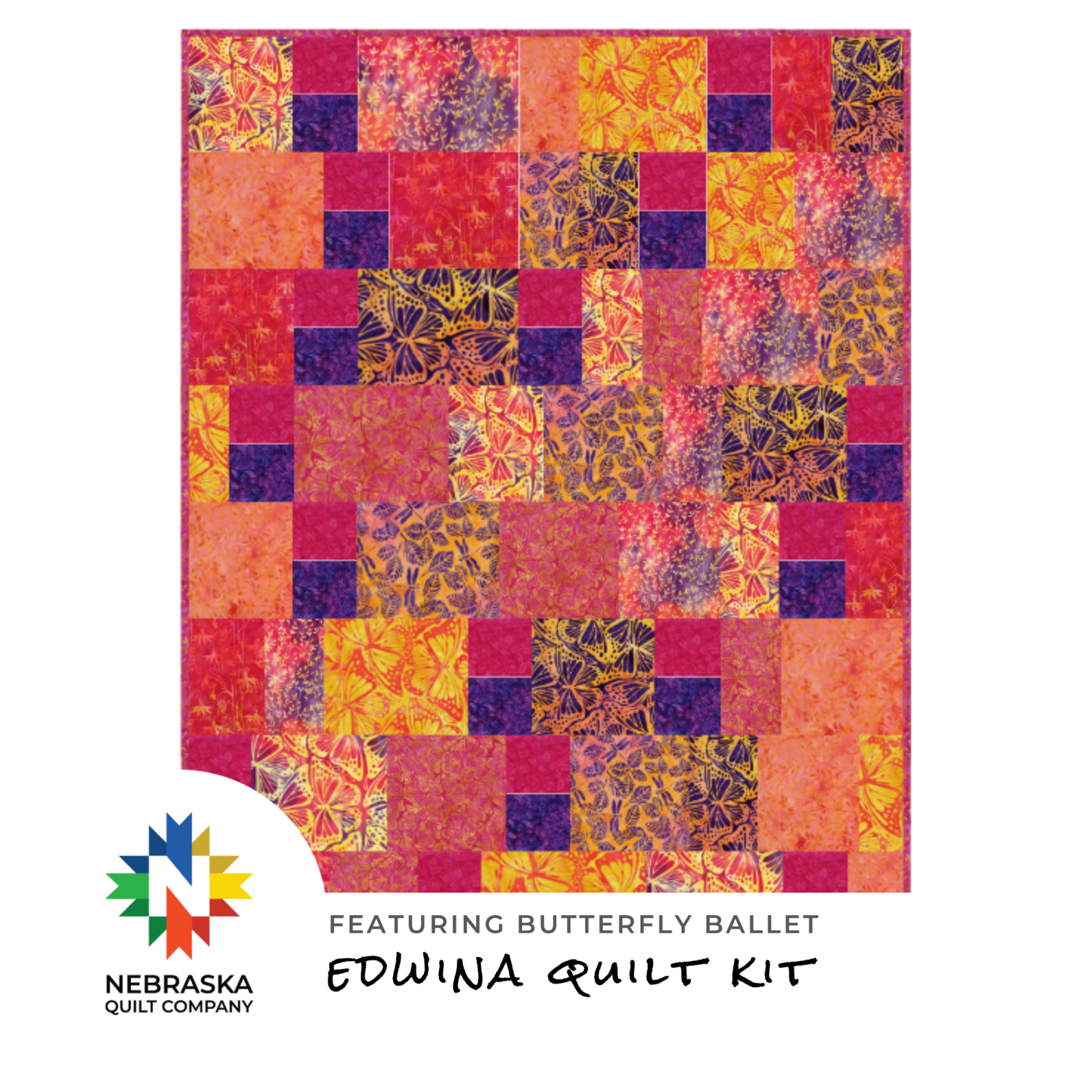 Edwina Quilt Kit Featuring Butterfly Ballet - Nebraska Quilt Company - K262005