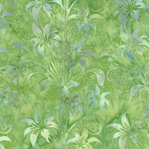 Everlasting Lily Florals Green Pistachio - 712516615 - Island Batik - Nebraska Quilt Company - F2501808