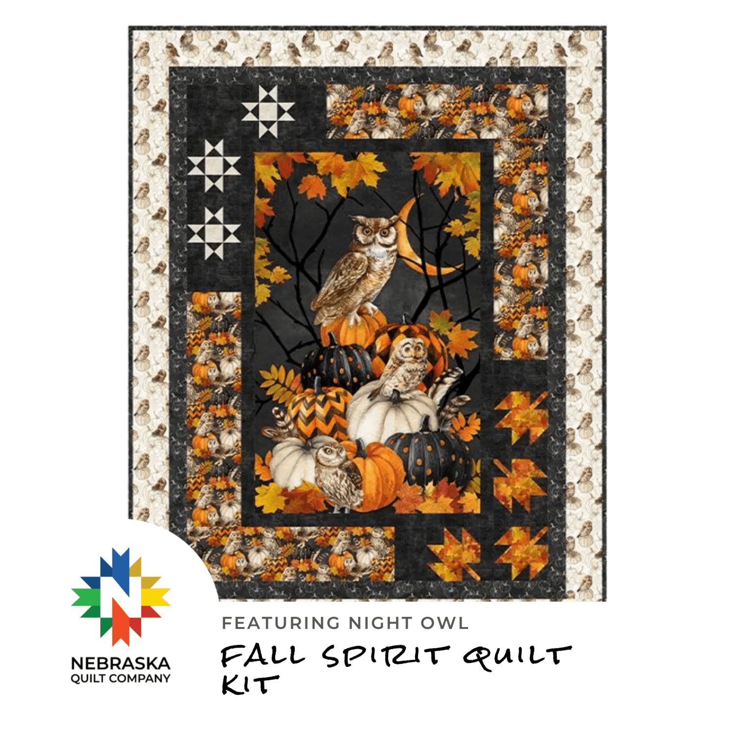Fall Spirit Quilt Kit featuring Night Owl - Nebraska Quilt Company - K261306