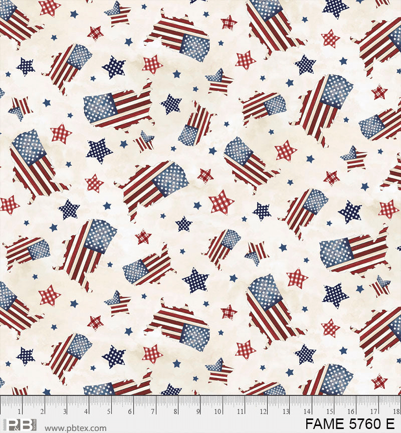 Farmhouse Americana Country Toss Cream - FAME 5760 E - P & B Textiles - Nebraska Quilt Company - Farmhouse Americana Country Toss Cream - FAME 5760 E - P & B Textiles