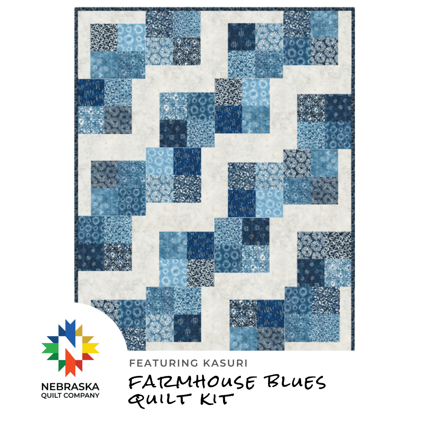 Farmhouse Blues Quilt Kit Featuring Kasuri - Nebraska Quilt Company - K261792