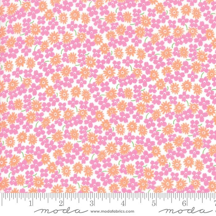Fiddle Dee Dee Flower Field Pink/Orange - Nebraska Quilt Company - F81822