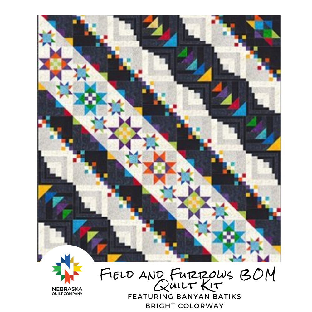 Field and Furrows BOM Quilt Kit Featuring Banyan Batiks Bright Colorway - Nebraska Quilt Company - K2403287