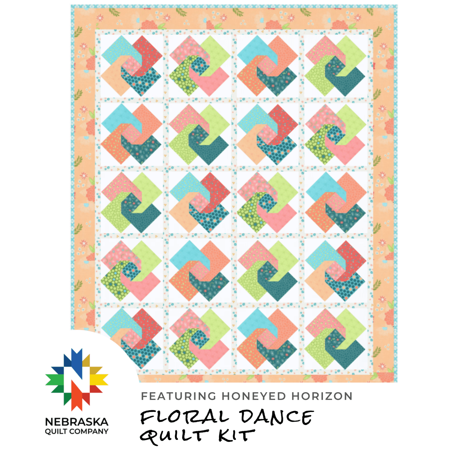 Floral Dance Quilt Kit Featuring Honeyed Horizon - Nebraska Quilt Company - K261793