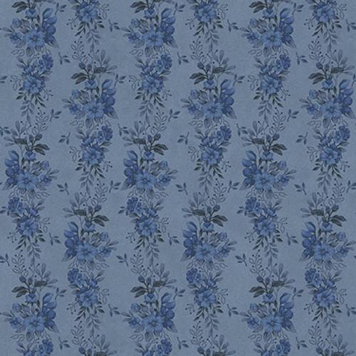 Flossie's Flowers Floral Stripes Blue - 3370 - 77 - Henry Glass & Co. - Nebraska Quilt Company - F2401023