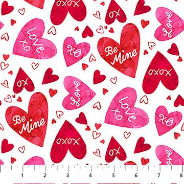 Forever Love Large Hearts White Multi - DP28667 - 10 - Northcott Fabrics - Nebraska Quilt Company - F251527