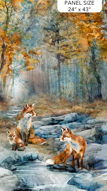 Fox Den Panel 24" x 43" - Nebraska Quilt Company - PAN250593