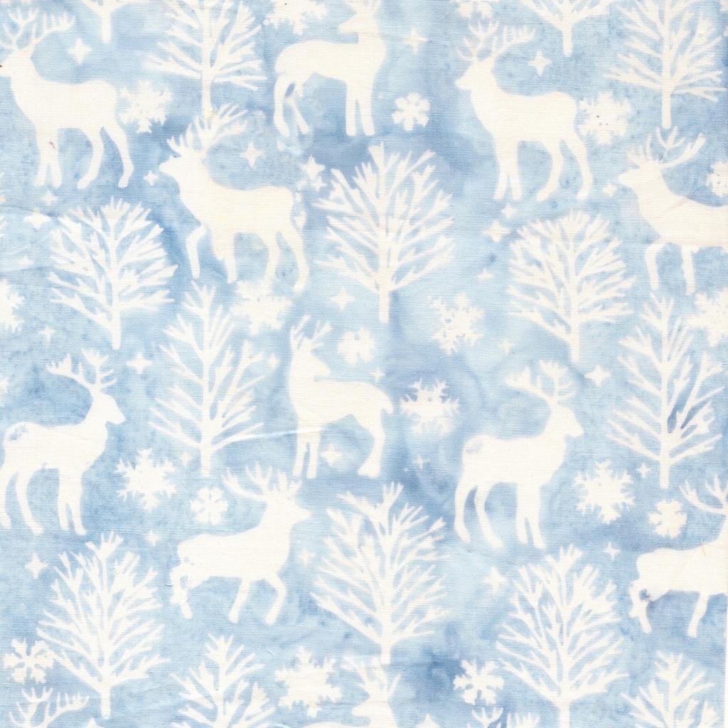 Frosted Wishes Deer and Trees Blue Heavenly - 122503500 - Island Batik - Nebraska Quilt Company - F261018