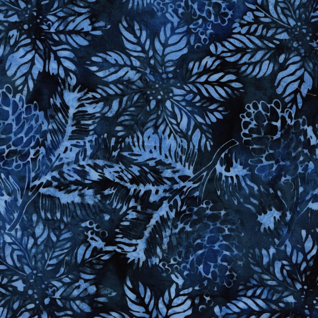 Frosted Wishes Poinsettias and Pinecones Blue Navy - 122501585 - Island Batik - Nebraska Quilt Company - F261014
