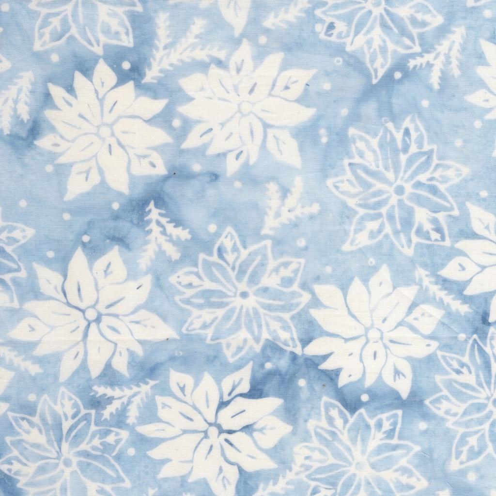 Frosted Wishes Poinsettias and Sprigs Blue Bluebelle - 122513505 - Island Batik - Nebraska Quilt Company - F261030